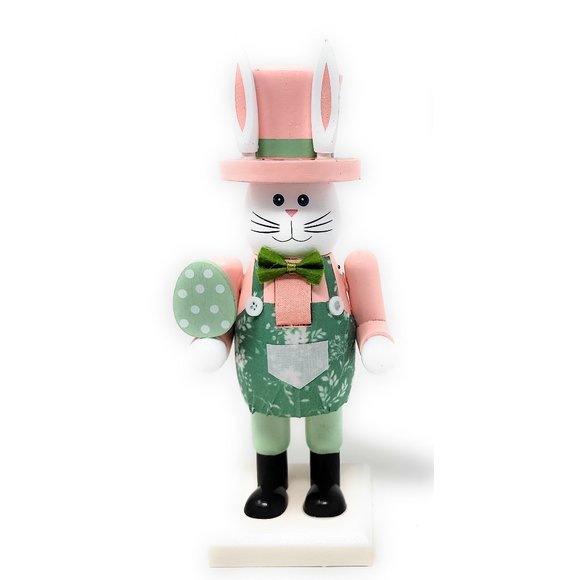 Easter Bunny Spring Holiday Egg Rabbit 9" Wood Nutcracker - Picture 1 of 4